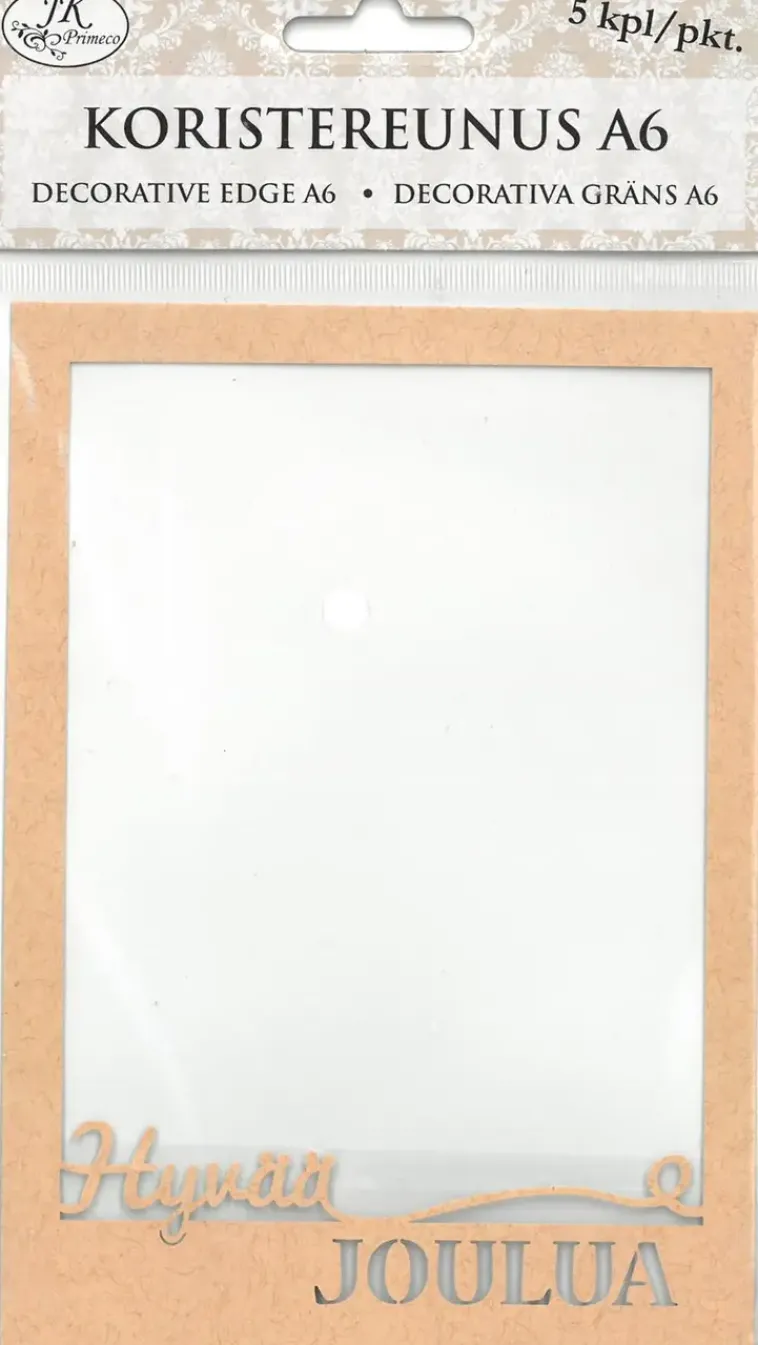 J.K. Primeco Askartelutarvikkeet>Koristereunus A6 Hyvaa Joulua Natur 5Kpl/Pkt