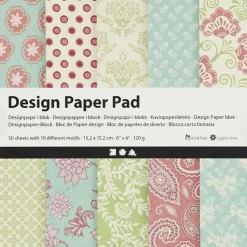 Nellen Askartelutarvikkeet>Kuviopaperilehtio, Arkki 15,2X15,2 Cm, 120 G, Mintunvihrea, Lila, 50Ark