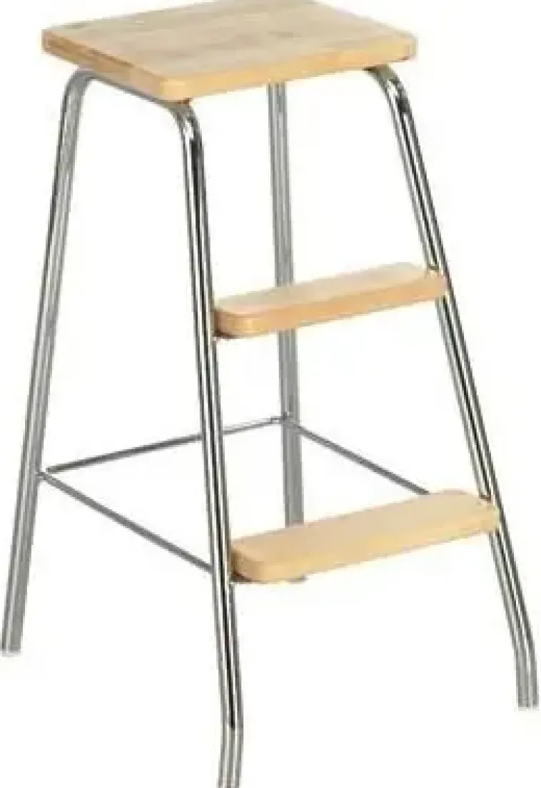 Lanka ja Muovi Eteiskalusteet<Porrasjakkara Lm 183 Kromi/Koivu