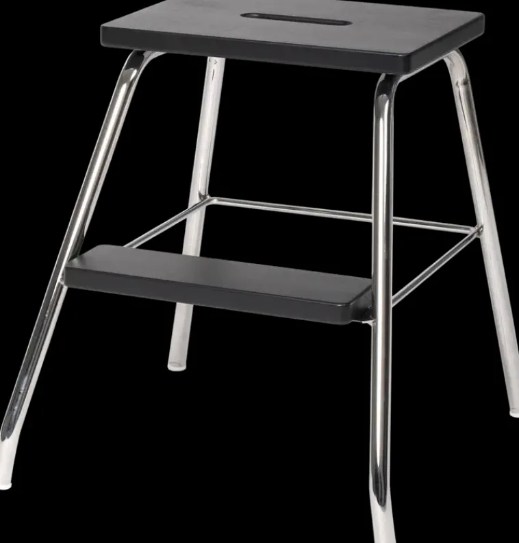 Lanka ja Muovi Eteiskalusteet<Porrasjakkara Lm 185, Kromi/Musta