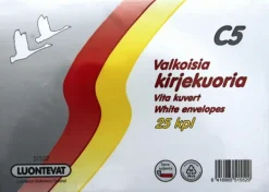 Luontevat Paperitarvikkeet>Kirjekuoria C5 Valkoinen Tarrasuljenta 25Kpl