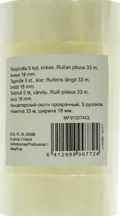 Memoris Precious Toimistotarvikkeet>Lisateippirulla Kirkas 5Kpl