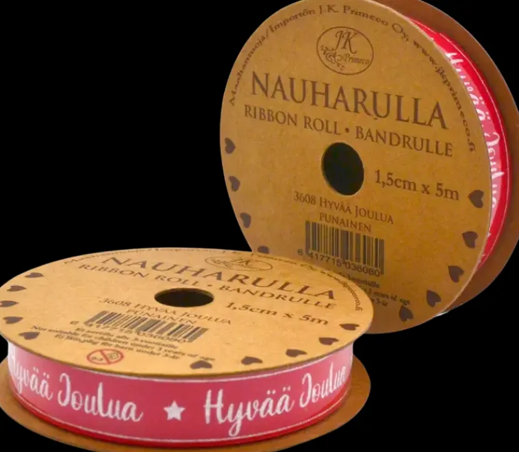 J.K. Primeco Askartelutarvikkeet>Nauharulla Hyvaa Joulua Punainen 1,5Cm X5M