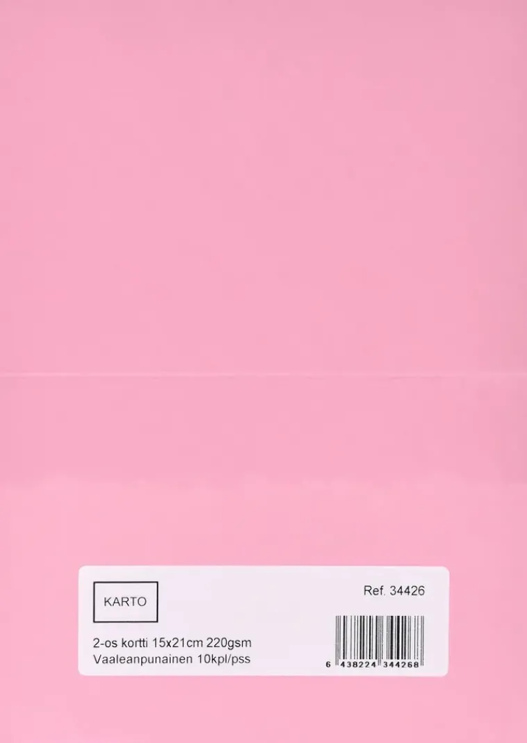 Karto Askartelutarvikkeet<2-Os. Kortti 15X21 Cm 220 Gsm Vaalean Punainen 10 Kpl/Pss