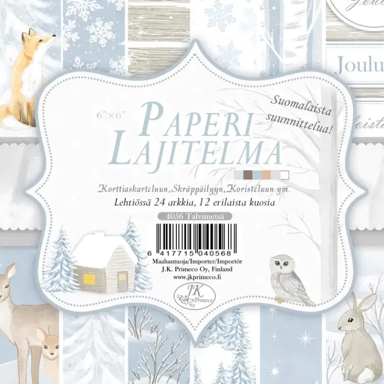 J.K. Primeco Askartelutarvikkeet>Paperilajitelma Talvimetsa 6X6