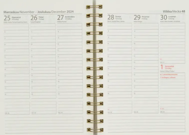NNX Kalenterit>Poytakalenteri A5 Kierresidottu