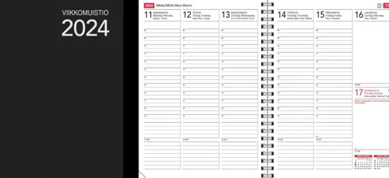 CC Kalenterit Kalenterit>Poytakalenteri Viikkomuistio-Vuosipaketti 2024