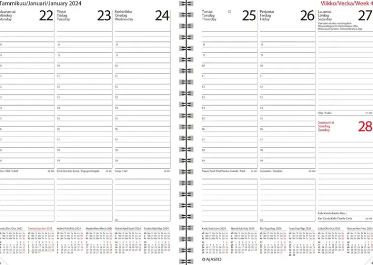 Ajasto Kalenterit>Poytakalenteri Wega-Vuosipaketti