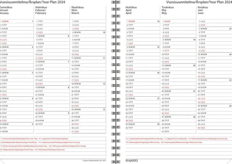 Ajasto Kalenterit>Poytakalenteri Wega-Vuosipaketti