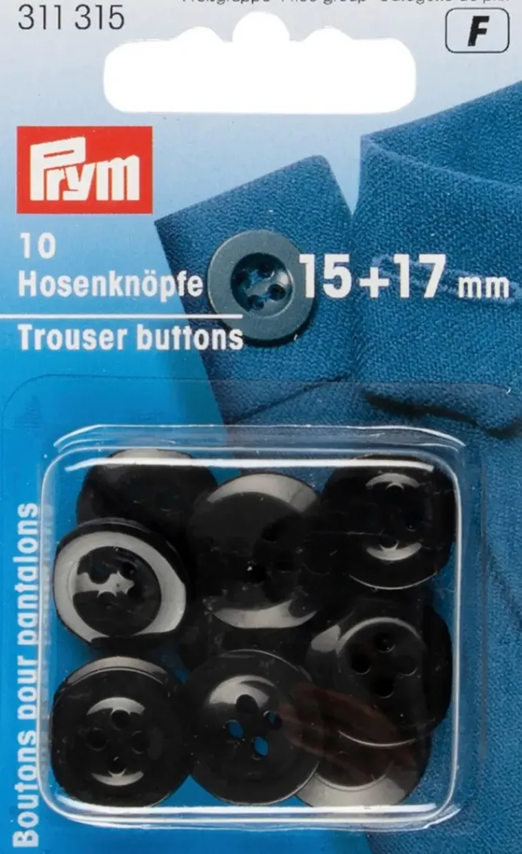Prym Käsityötarvikkeet>Housunnapit Musta 15-17Mm 10Kpl
