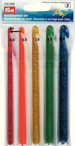 Prym Käsityötarvikkeet>Virkkuukoukut 5 Kpl Koot 5-6-7-8-10 Mm
