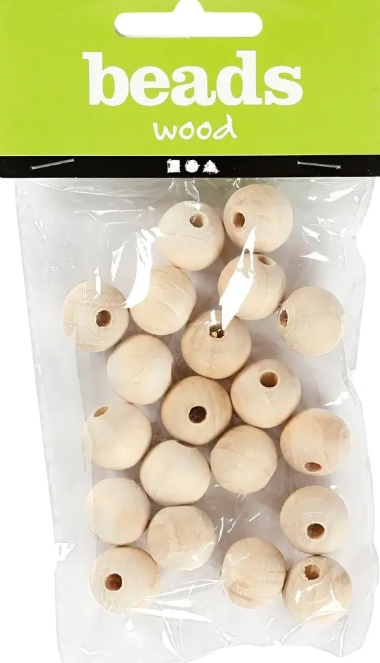 Ei merkkiä Askartelutarvikkeet<Puuhelmi 15Mm, Kasittelematon, 20Kpl