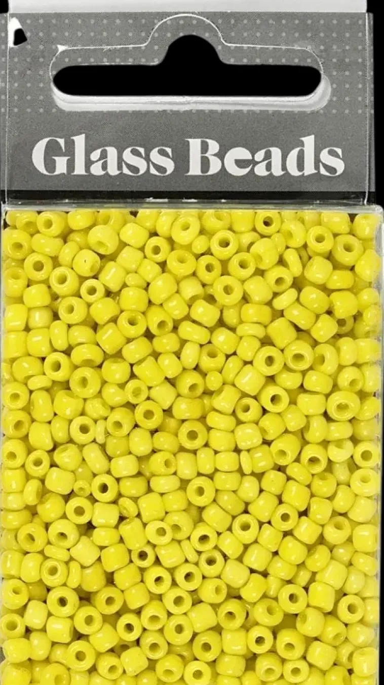 Ei merkkiä Askartelutarvikkeet>Rocaille-Siemenhelmet, Keltainen, Halk. 3 Mm, Koko 8/0 , Aukon Koko 0,6-1,0 Mm, 25 G/ 1 Pkk
