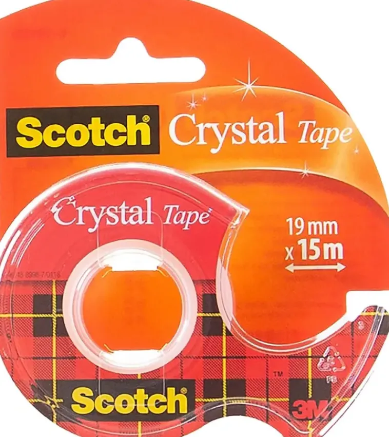 3M Toimistotarvikkeet>Scotch® Crystal Clear-Teippi, 19 Mm X 15 M, 1 Rulla + Kasiteline