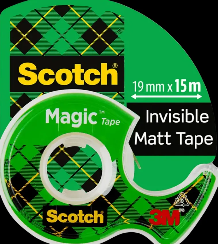 3M Toimistotarvikkeet>Scotch® Magic Invisible -Teippi, 19 Mm X 15 M + Kateen Sopiva Katkaisulaite