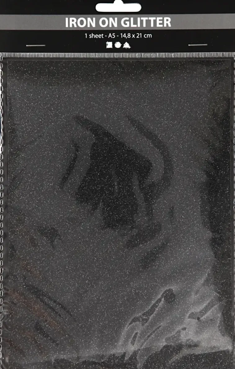 Nellen Askartelutarvikkeet>Silityskalvo, A5 14,8X21 Cm, Musta, Kimalle, 1Ark