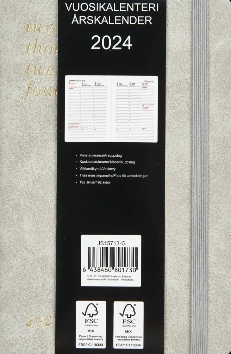 NNX Kalenterit>Taskukalenteri A6 Harmaa