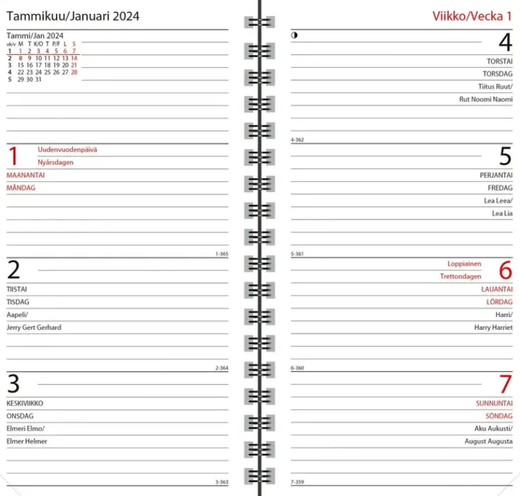 Ajasto Kalenterit>Taskukalenteri Agenda Horizontal, Liila
