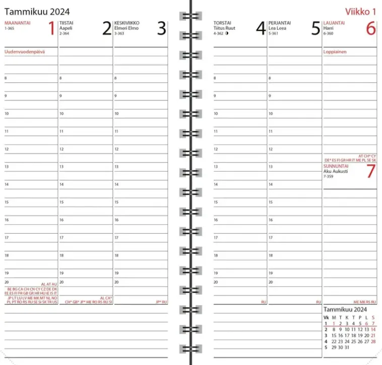 Ajasto Kalenterit>Taskukalenteri Agenda, Musta