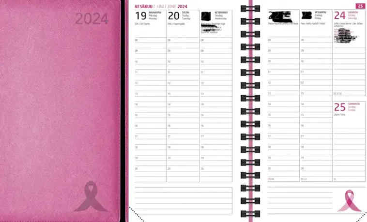 Roosa Nauha Kalenterit>Taskukalenteri 2024 Pinkki