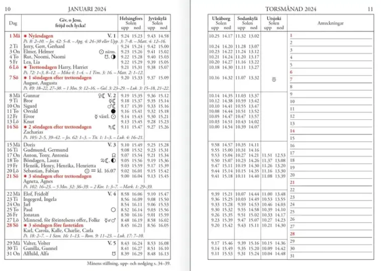 Ajasto Kalenterit>Taskukalenteri Universitetsalmanackan