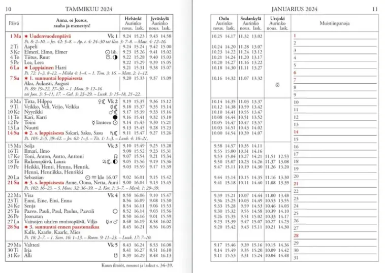 Ajasto Kalenterit>Taskukalenteri Yliopiston Almanakka A6
