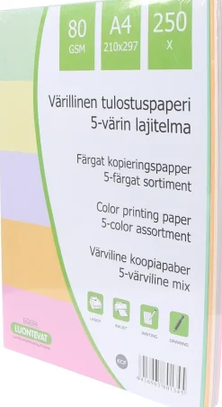 Tee-Hoo Paperitarvikkeet>Teehoo Varillinen Tulostuspaperi A4 250Kpl 5 Varia