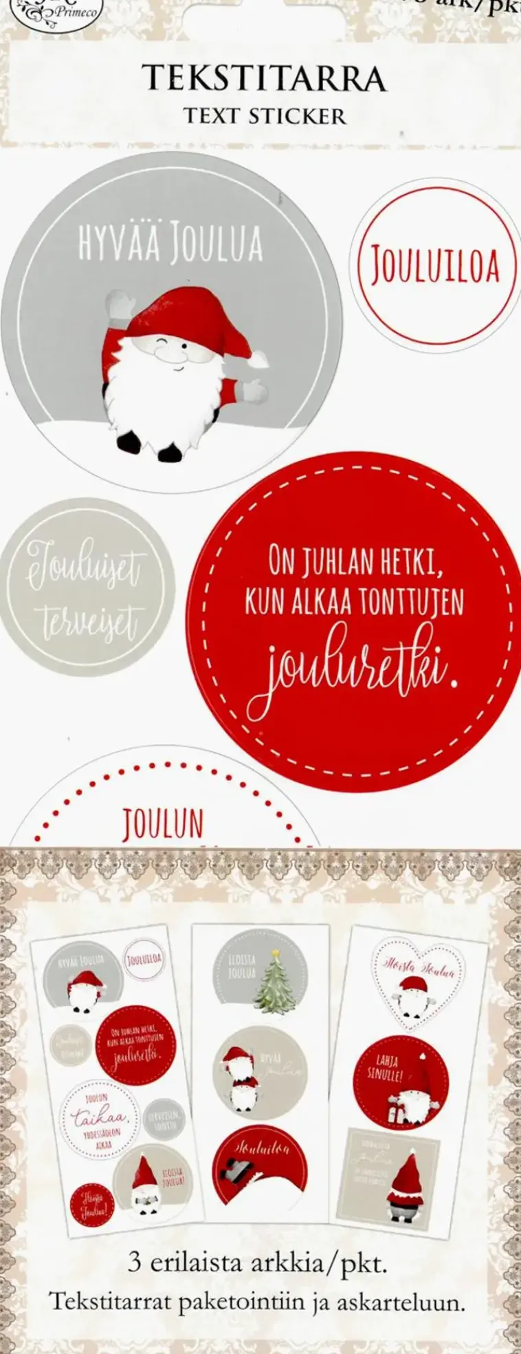 J.K. Primeco Askartelutarvikkeet>Tekstitarra Iso Jouluhahmot Punainen 3Ark