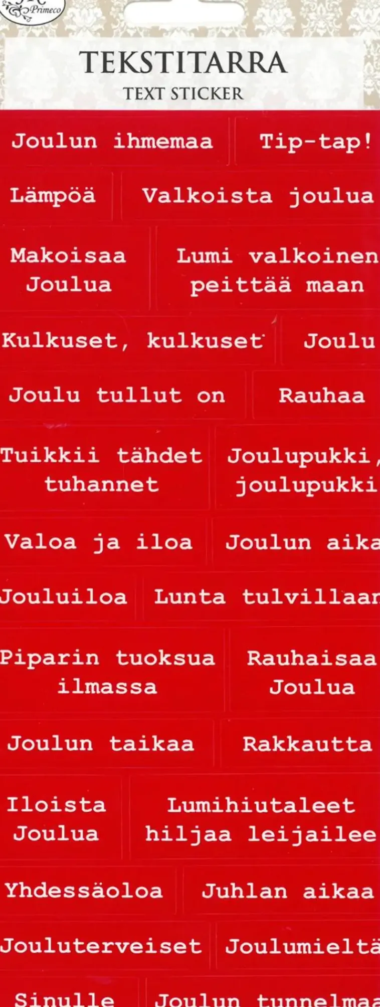 J.K. Primeco Askartelutarvikkeet>Tekstitarra Joulusanonnat Punainen