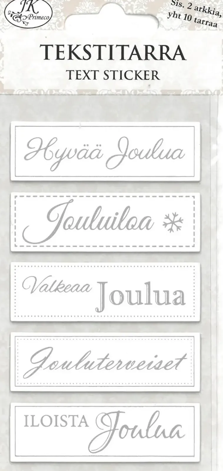 J.K. Primeco Askartelutarvikkeet>Tekstitarralajitelma Joulu Hopeafolio 2 Ark/Pkt